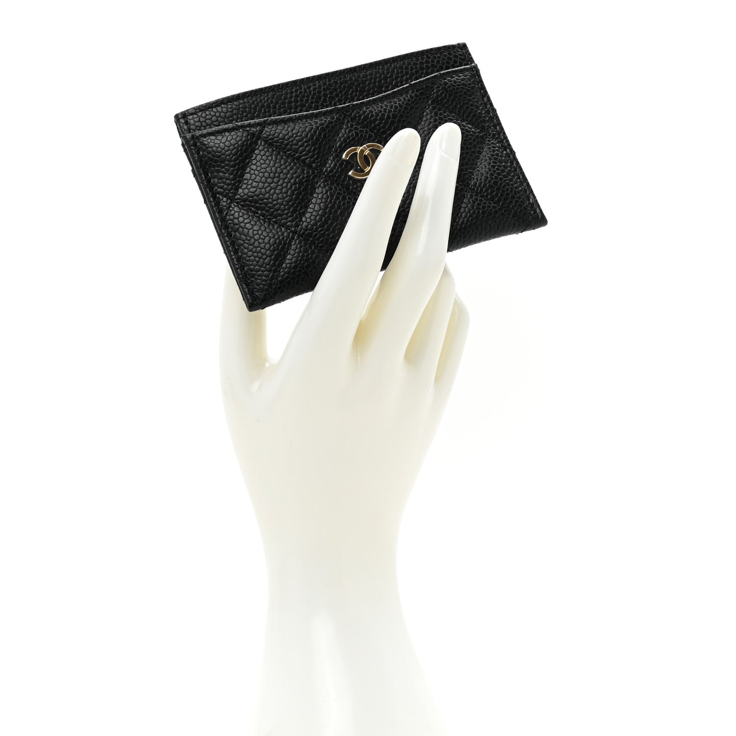 Caviar Quilted Card Holder Black