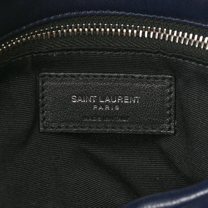 Saint Laurent Lambskin Quilted Medium Loulou Puffer Monogram Chain Satchel Navy 7 of 9