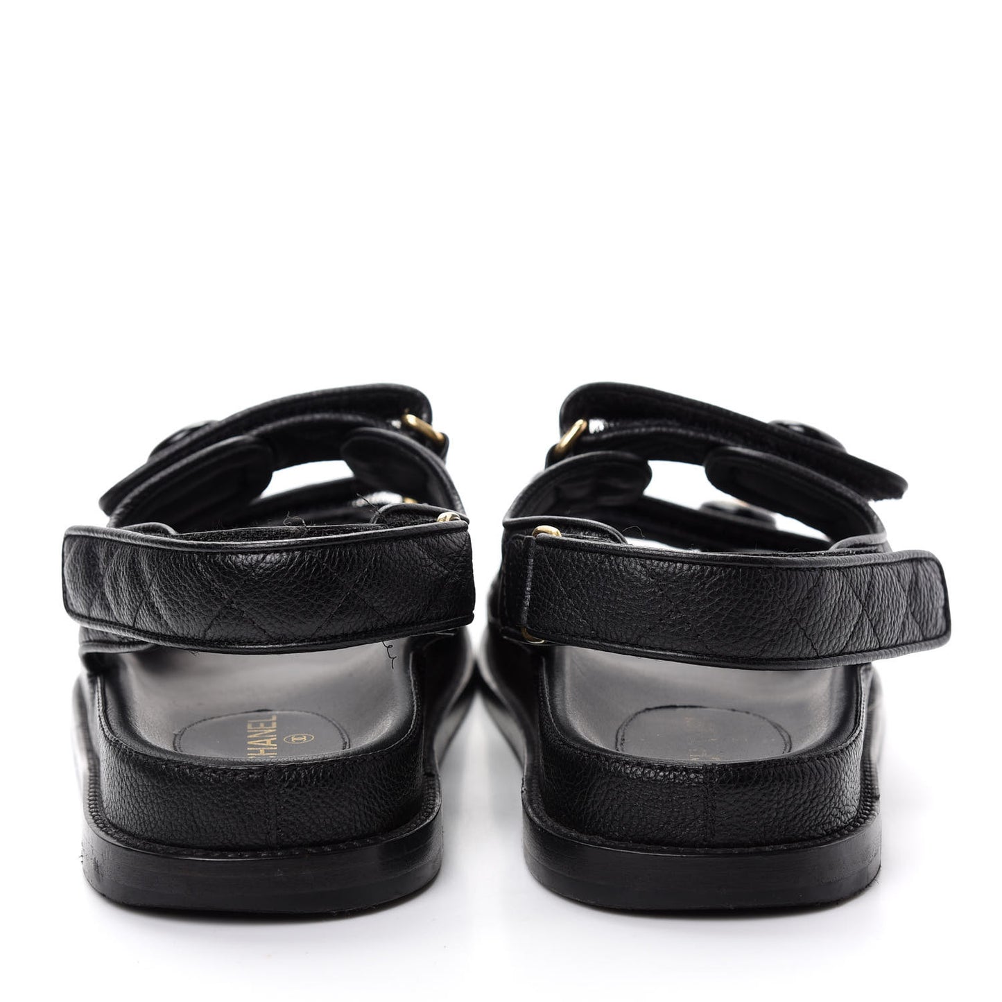 Grained Calfskin Velcro Dad Sandals 39.5 Black