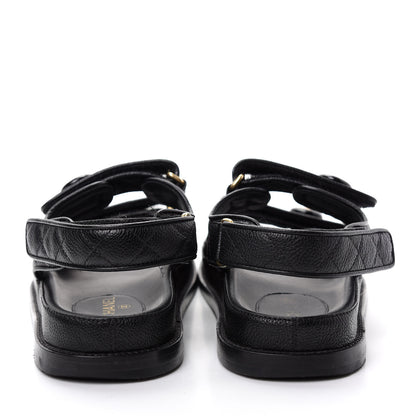 Chanel Grained Calfskin Velcro Dad Sandals 39.5 Black 7 of 11