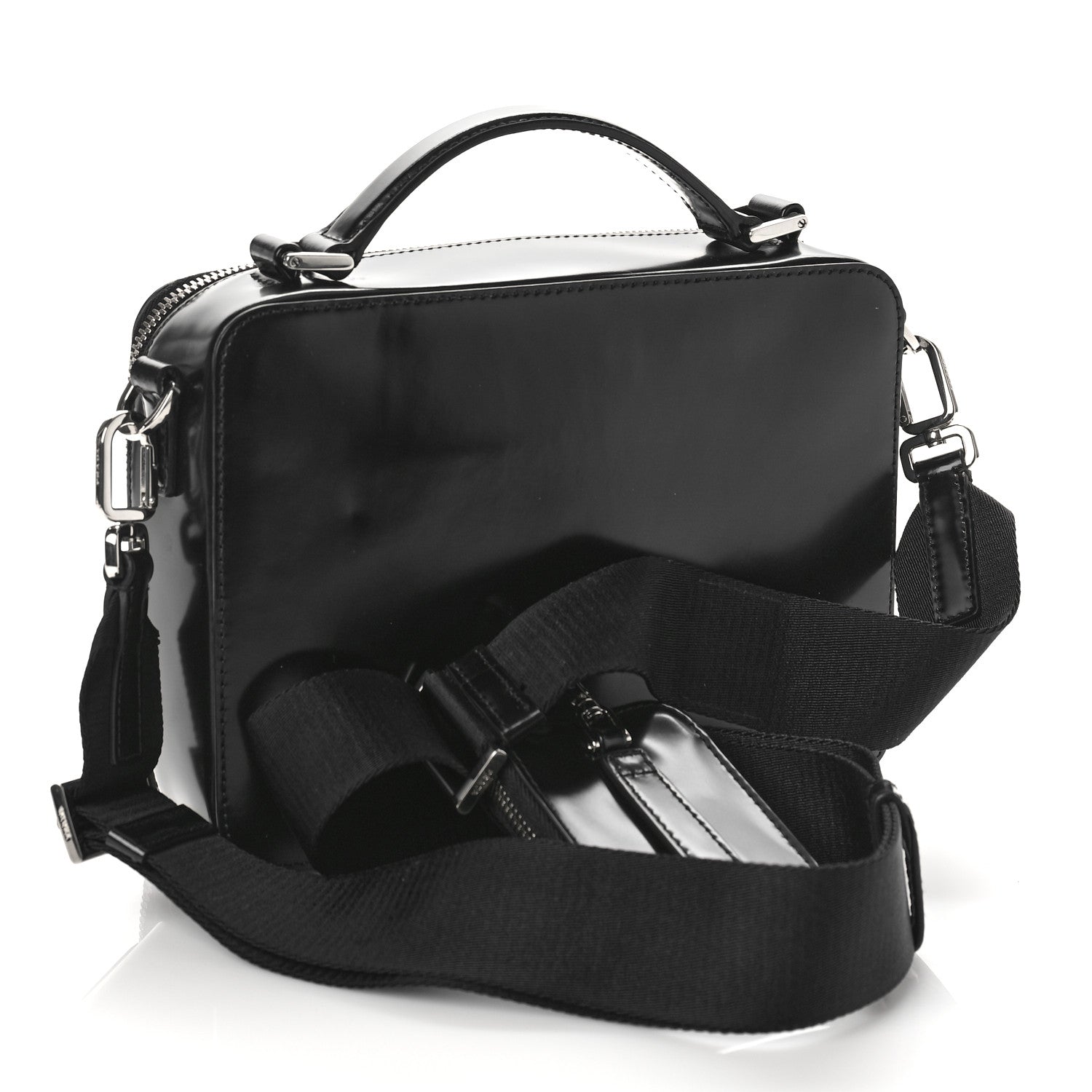Prada Spazzolato Medium Brique Crossbody Bag Black 3 of 8