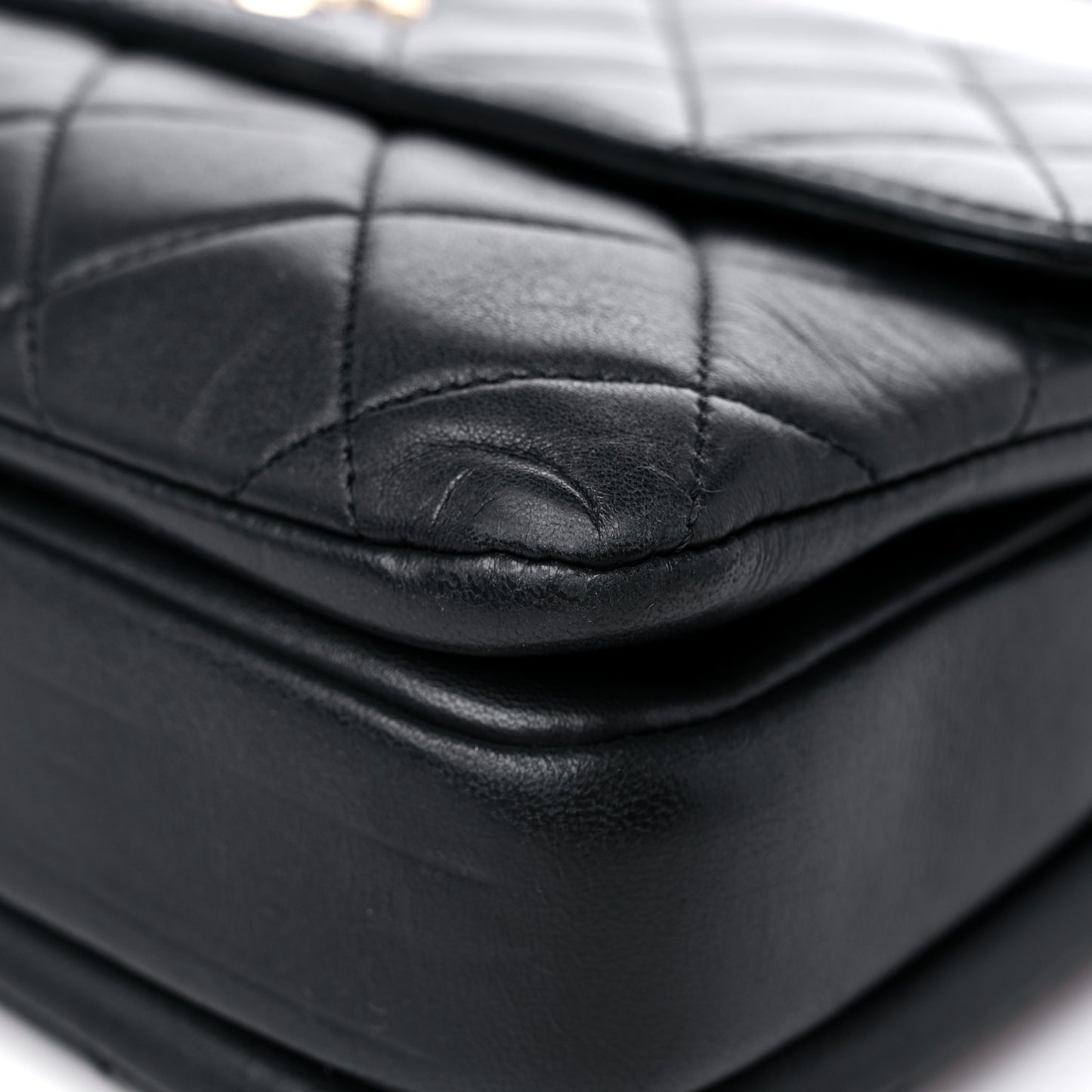 Lambskin Quilted Medium Trendy CC Flap Dual Handle Bag Black