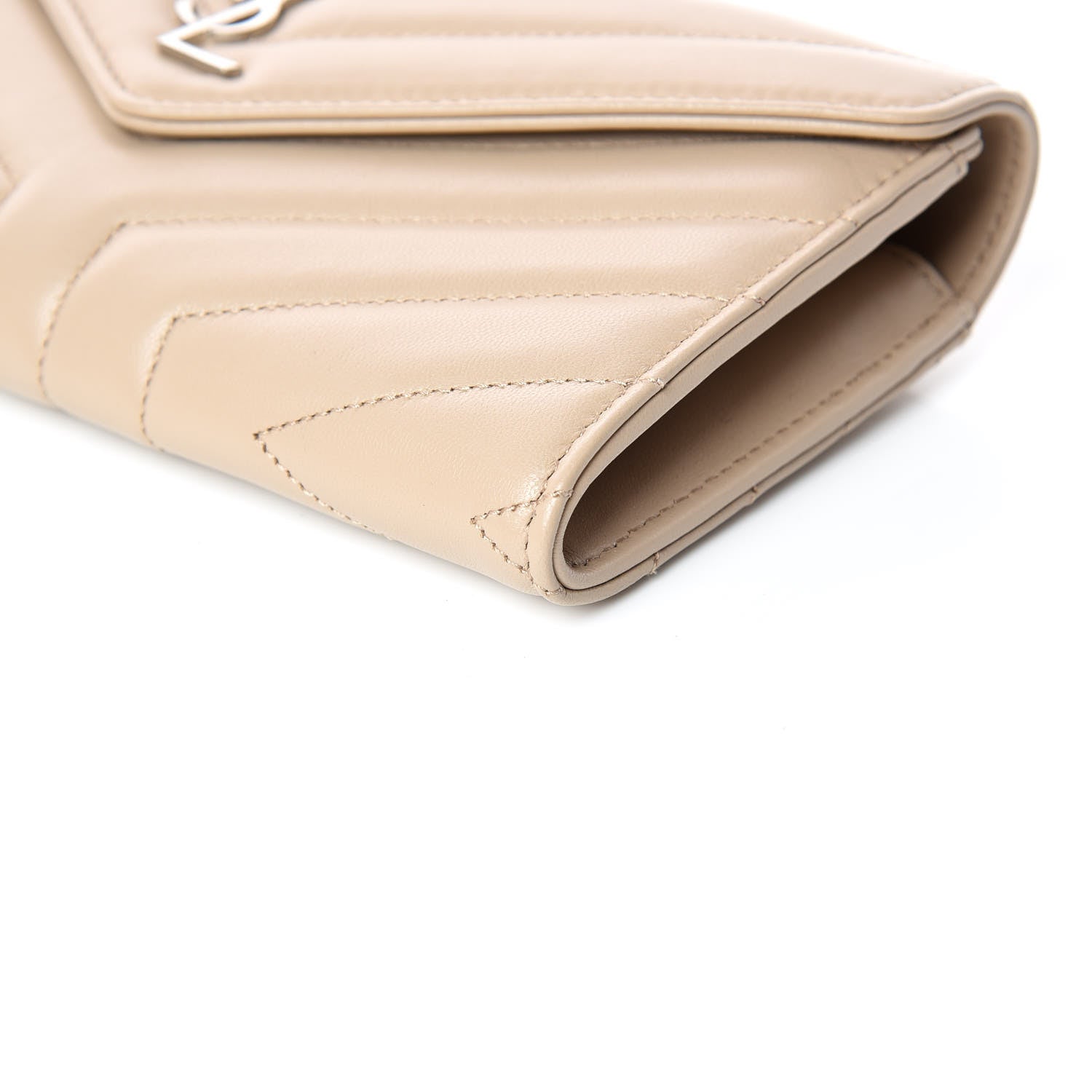 Saint Laurent Lambskin Y Quilted Monogram Large Loulou Flap Wallet Nude Powder 6 of 10
