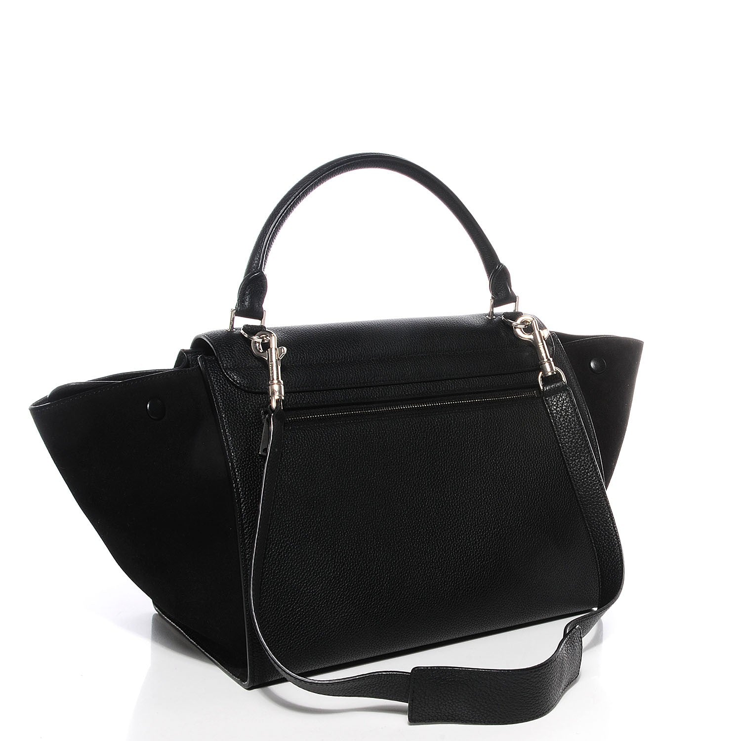 Celine Drummed Calfskin Suede Medium Trapeze Black 3 of 9