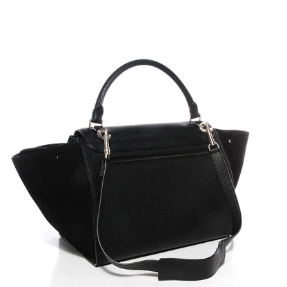 Celine Drummed Calfskin Suede Medium Trapeze Black 3 of 9