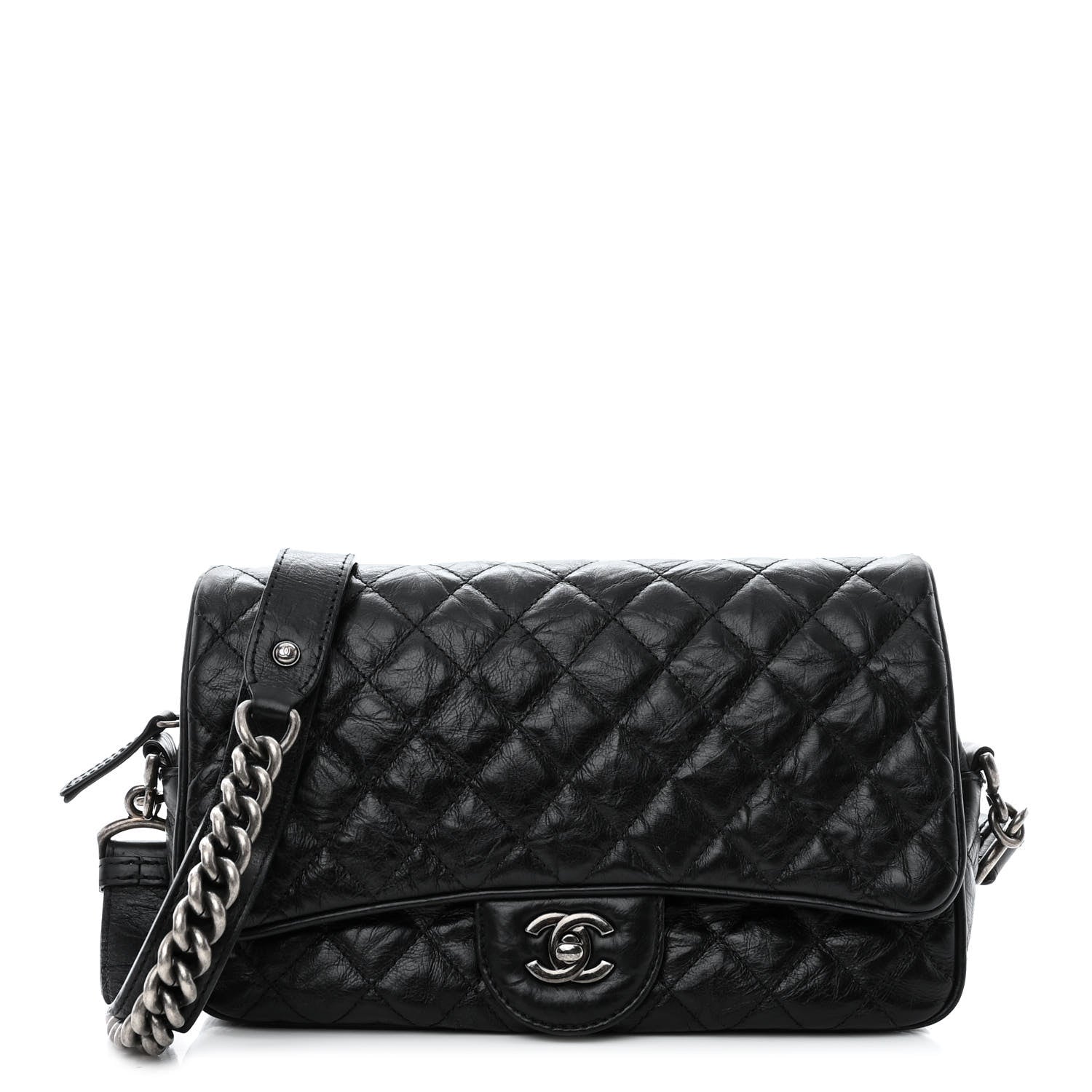 Chanel Crumpled Calfskin Quilted Medium Casual Rock Flap Black 1 of 9