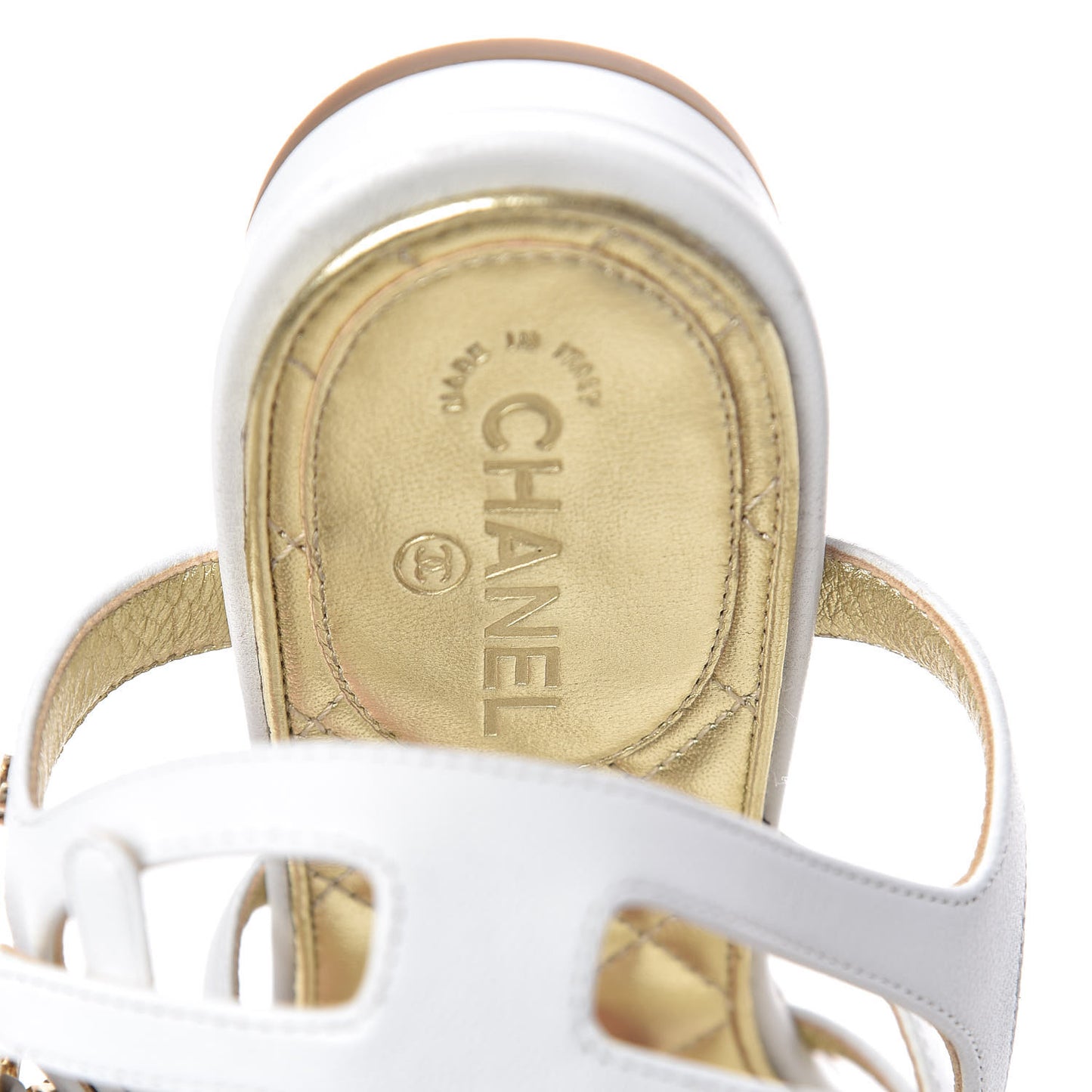 Lambskin Gripoix Flat Sandals 36.5 White