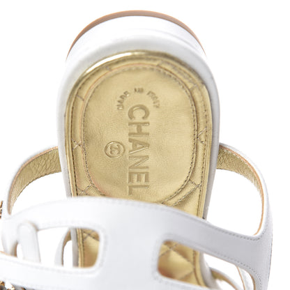 Chanel Lambskin Gripoix Flat Sandals 36.5 White 9 of 13