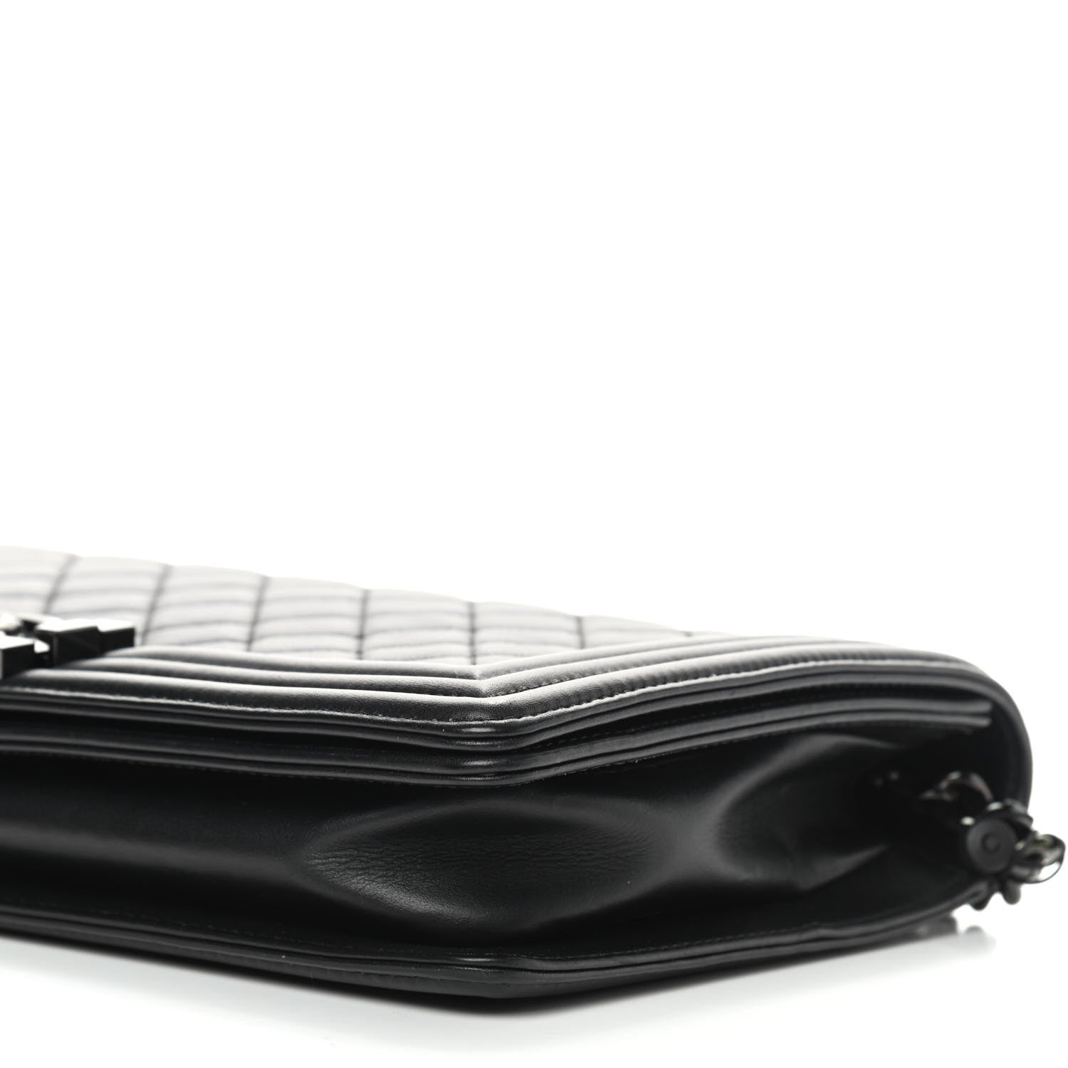 Chanel Calfskin Quilted Boy Clutch With Removable Chain So Black 5 of 9