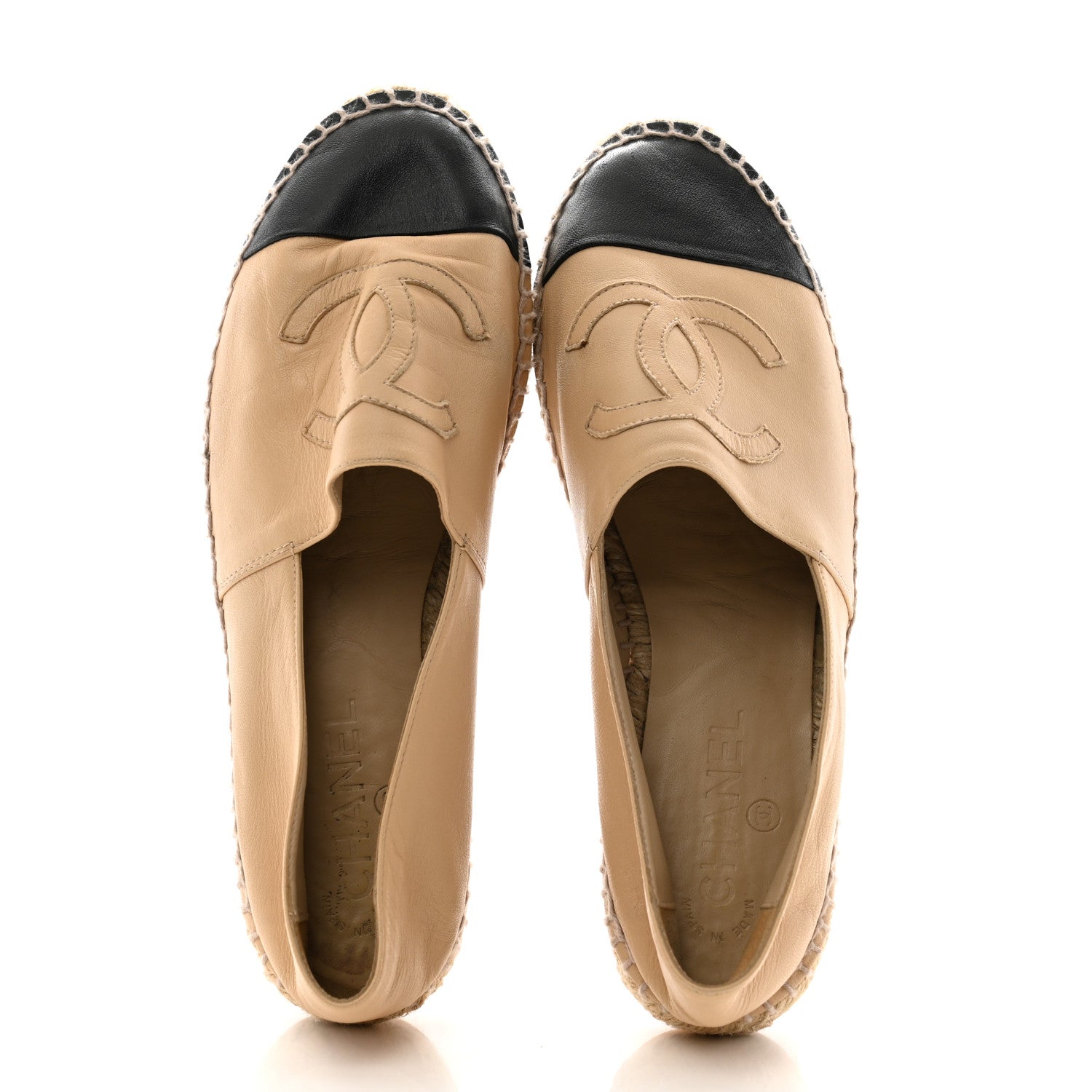 Chanel Lambskin CC Espadrilles 39 Beige Black 2 of 10