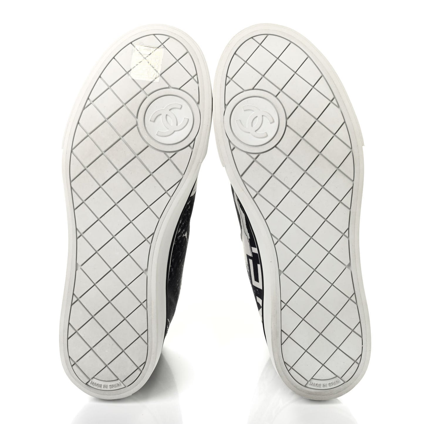 Printed Fabric High Top Logo Sneakers 38 White Black