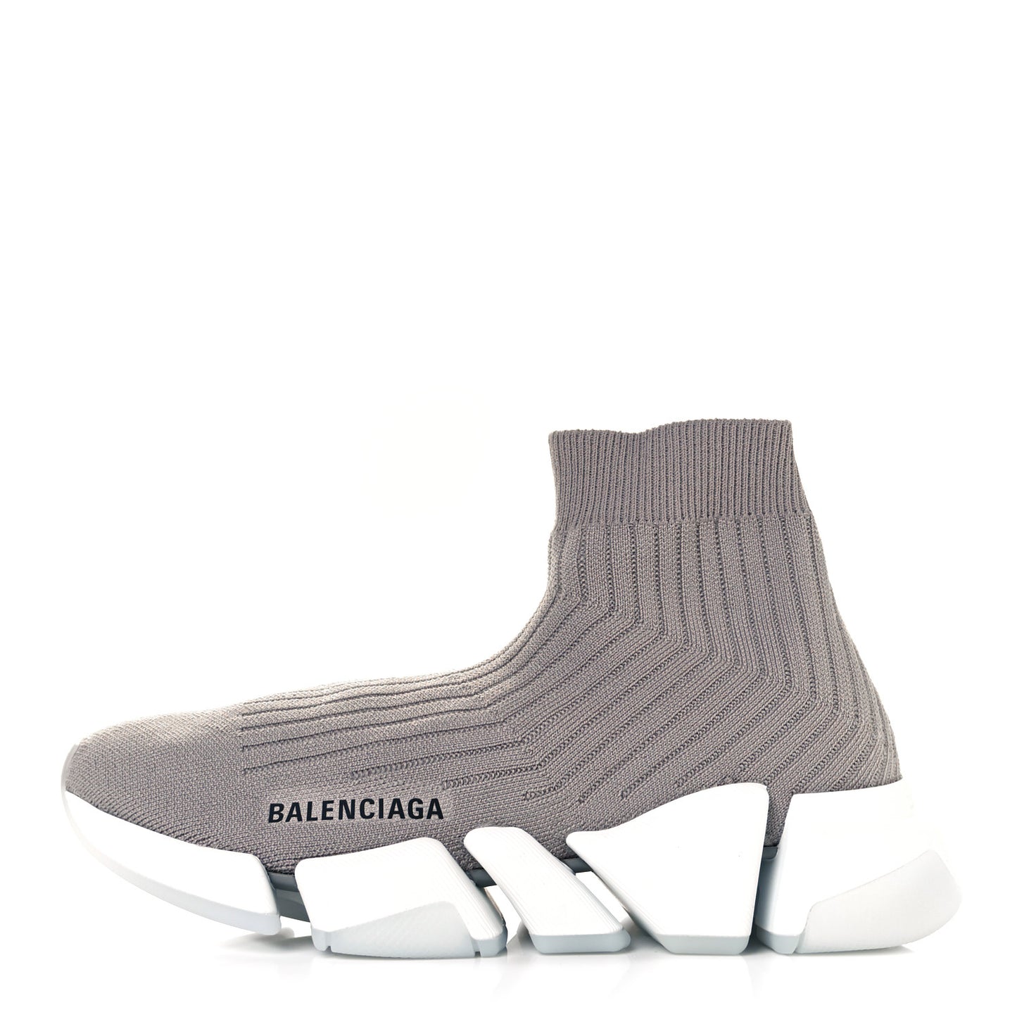 Ribbed Knit Womens Speed 2.0 Transparent Sole Sneakers 37 Baltic Grey White