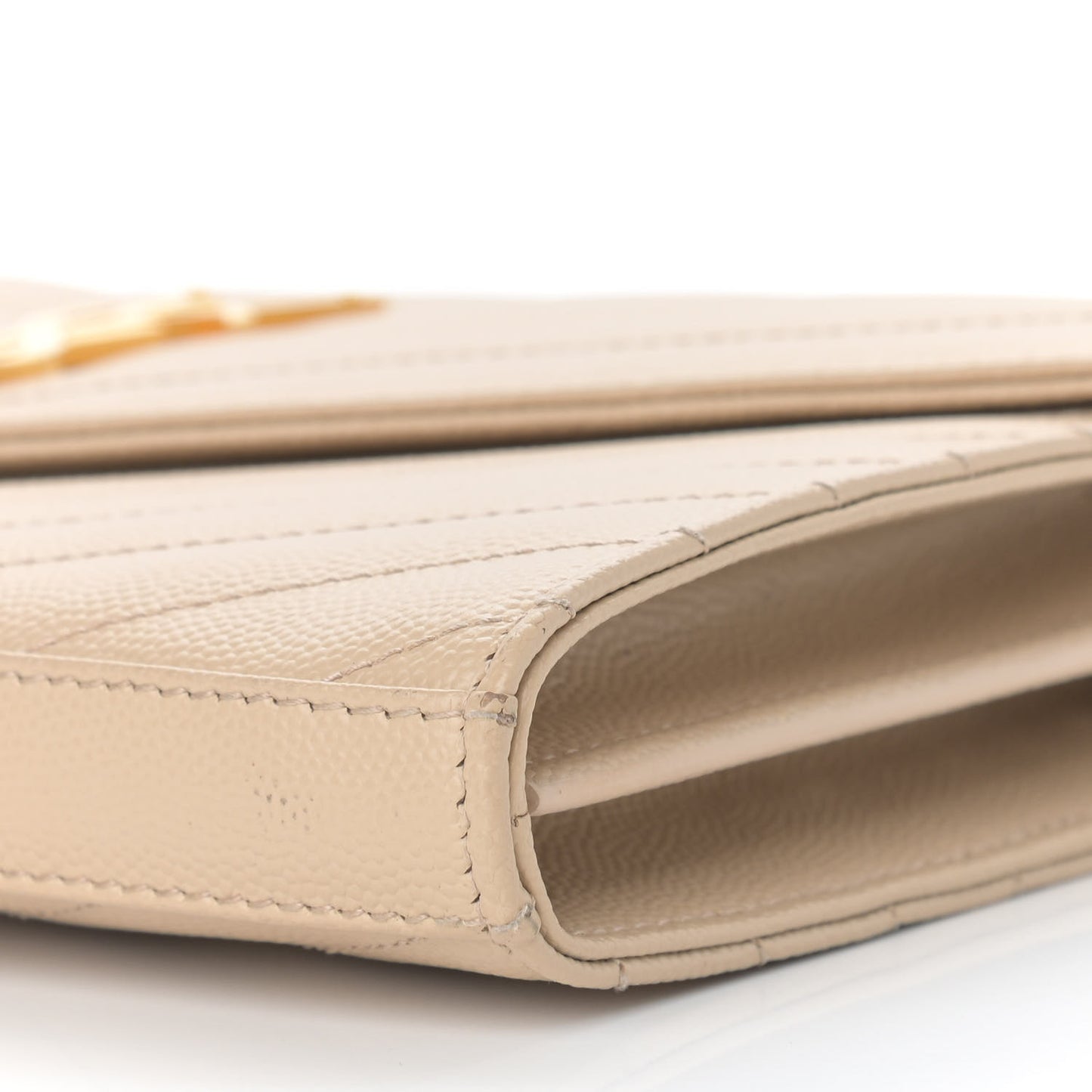 Grain De Poudre Matelasse Chevron Monogram Chain Wallet Dark Beige