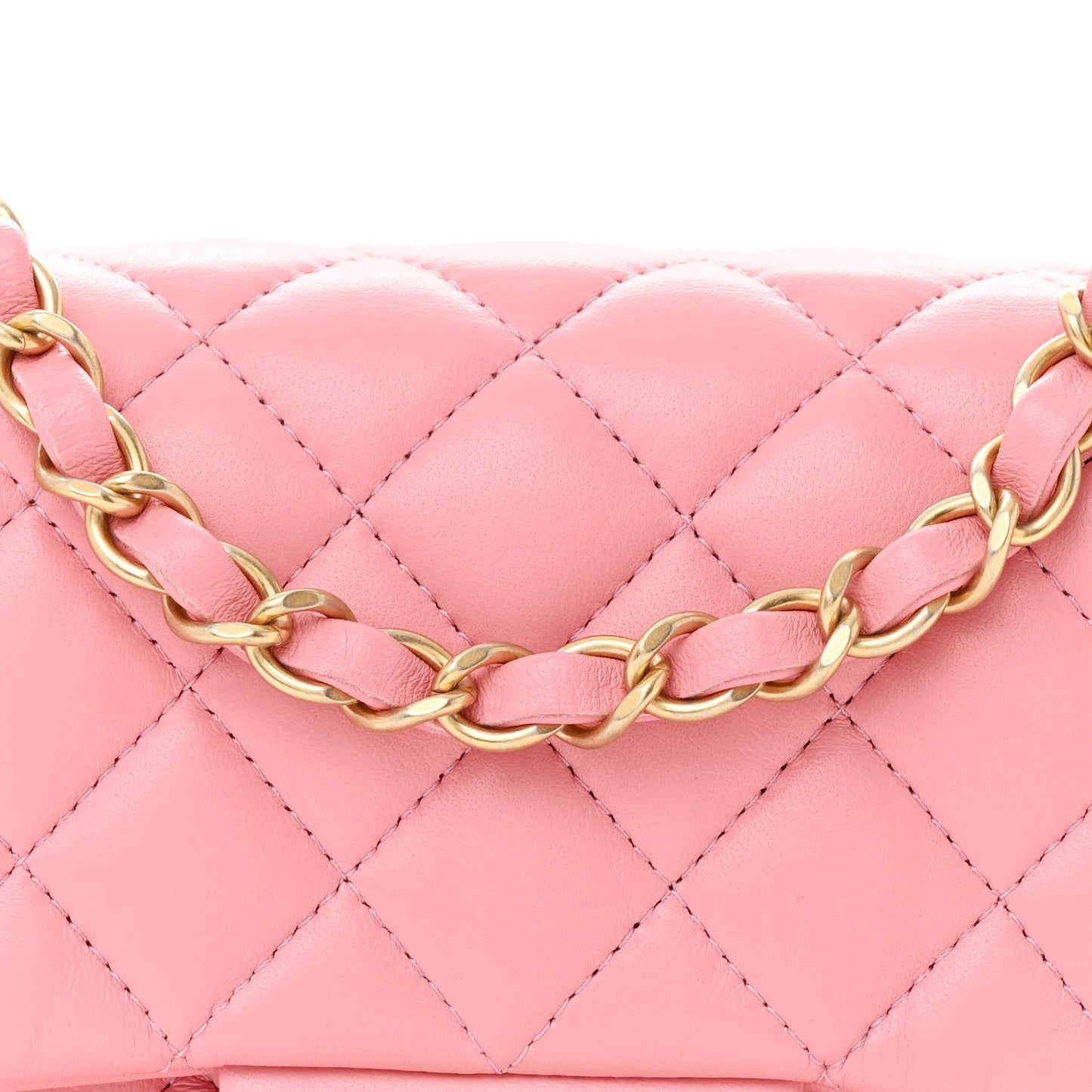Lambskin Quilted Mini Square Flap Light Pink