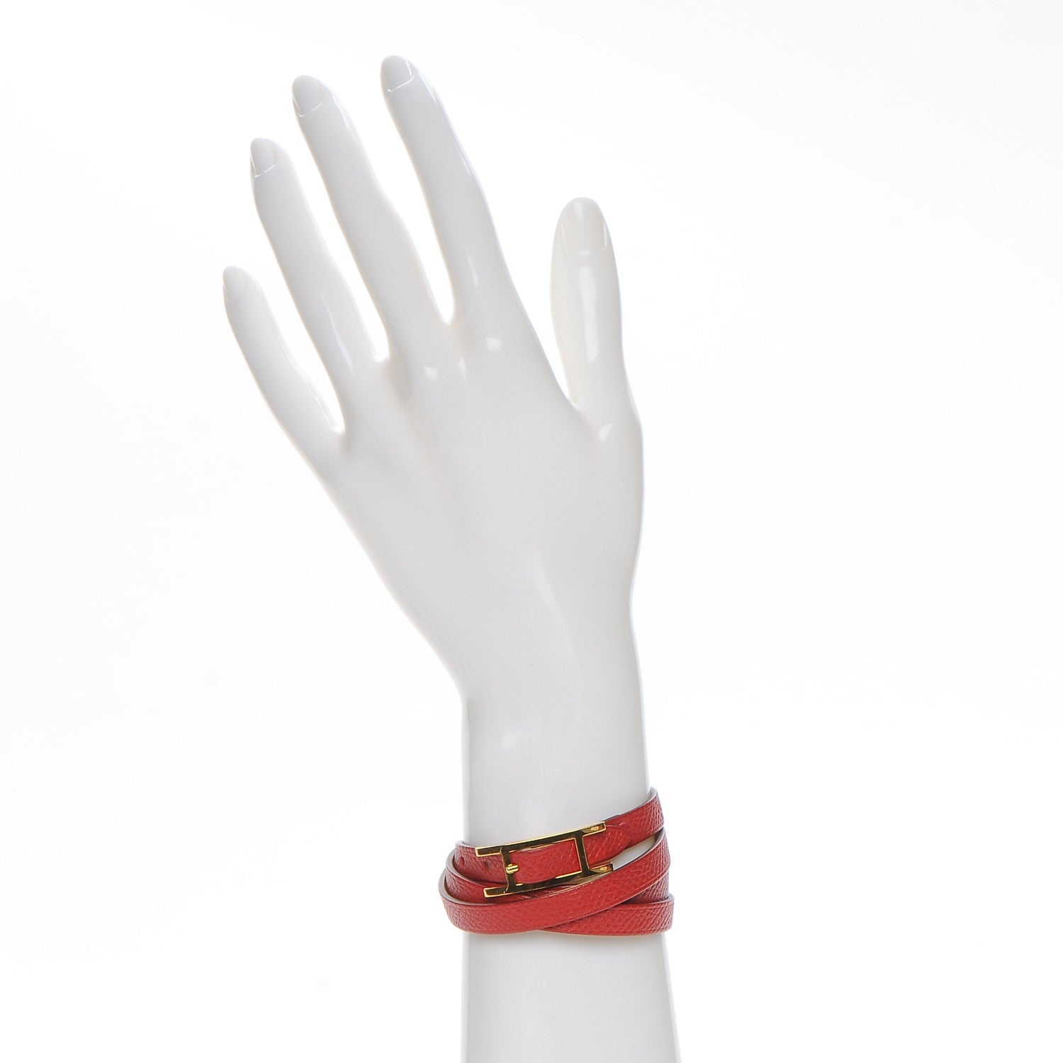 Hermes Swift Epsom Hapi Double Tour S Bracelet Rouge Casaque 2 of 5