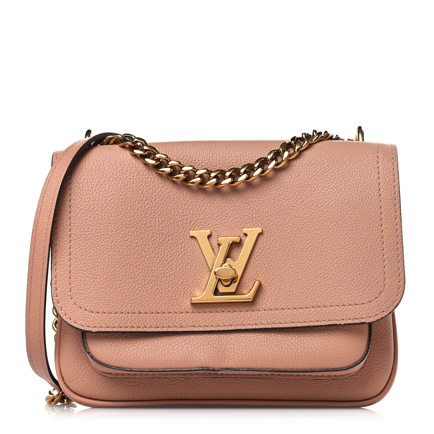 Grained Calfskin Lockme Chain Bag PM Rose Silk