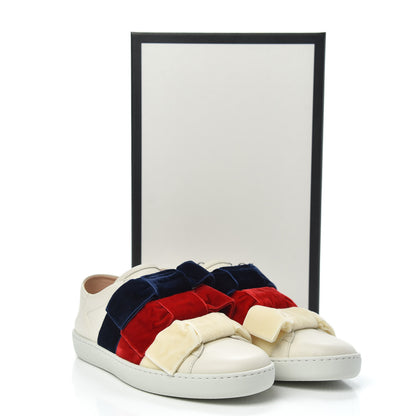 Gucci Calfskin Velvet Womens Bow Ace Sneakers 35.5 White 8 of 8