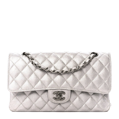 Chanel Metallic Caviar Quilted Medium Double Flap Silver 1 of 11