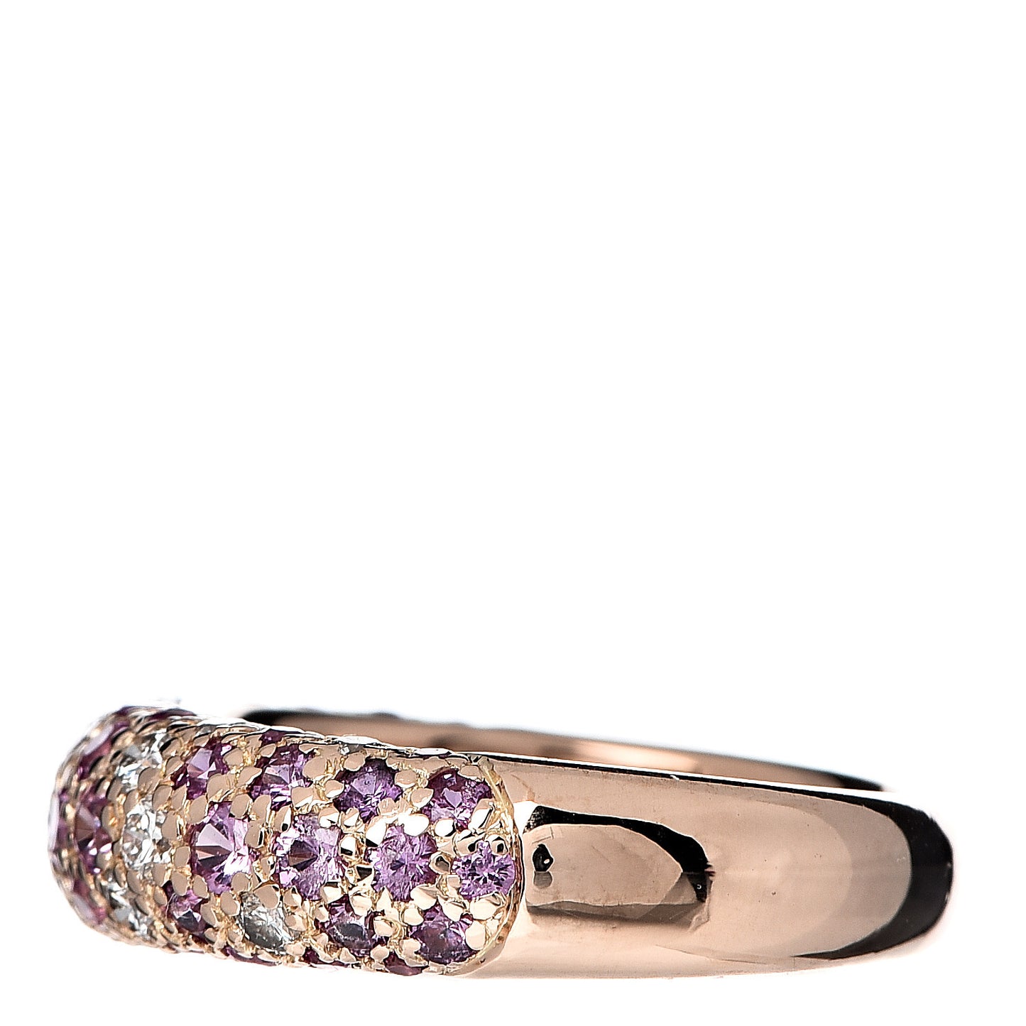 18K Pink Gold Diamond Ruby 6mm Etincelle Ring 50 5.5