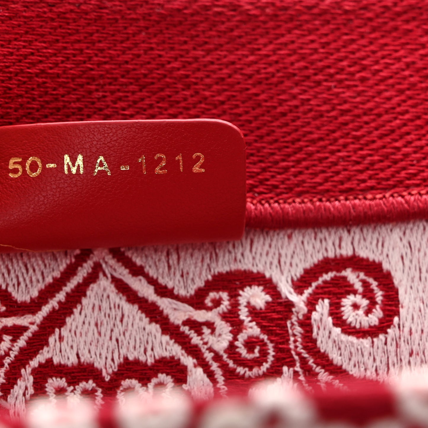 Canvas Embroidered Medium Book Tote Red White