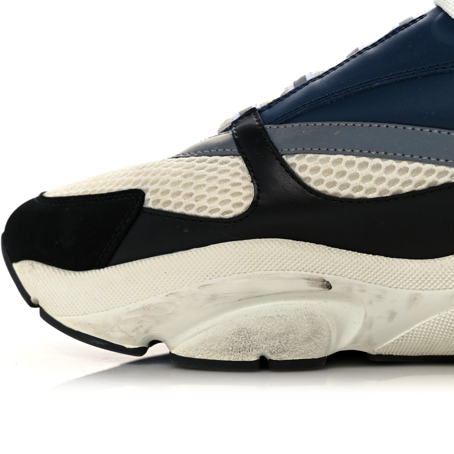 Technical Mesh Calfskin Mens B22 Sneakers 45 Blue Black