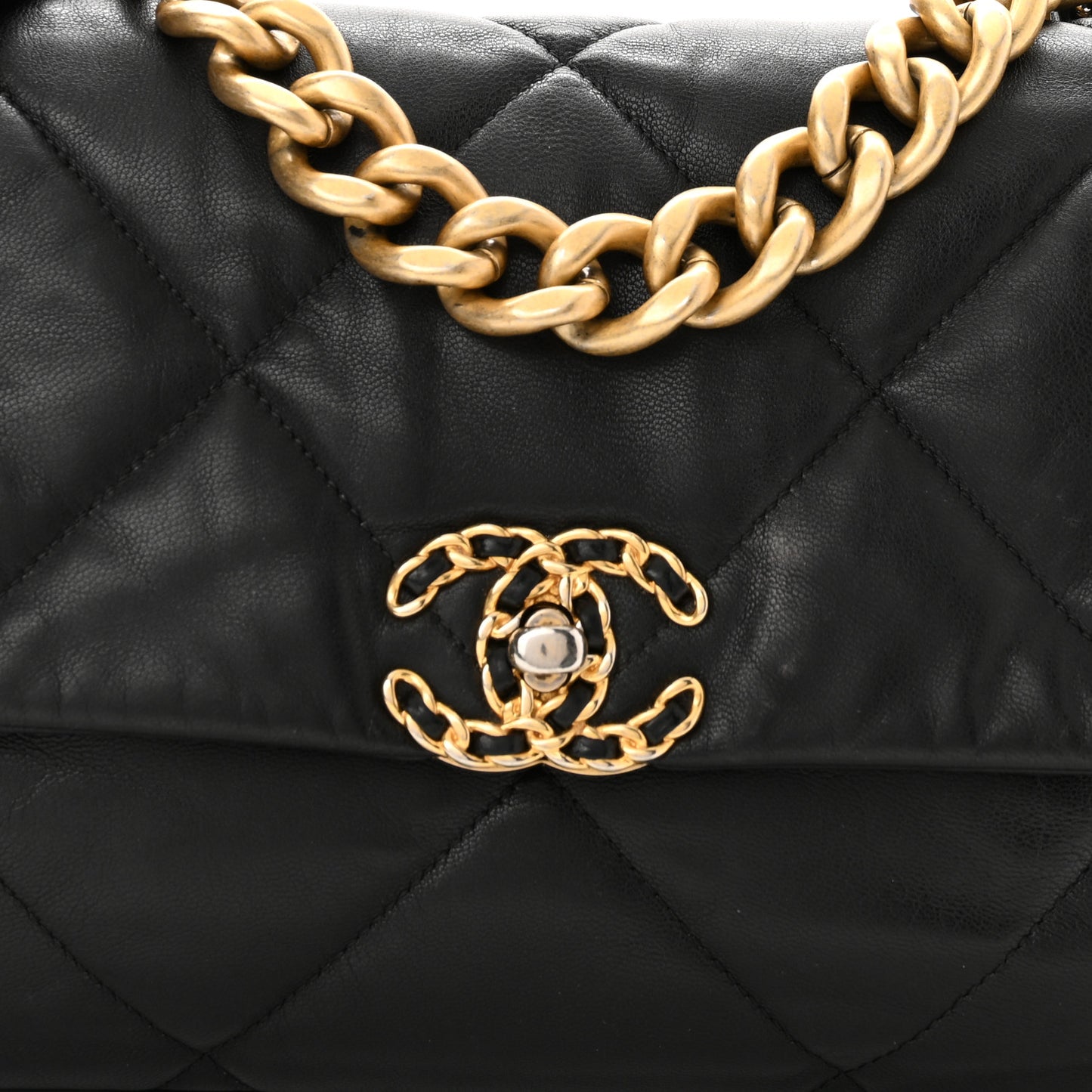 Goatskin Quilted Large Chanel 19 Flap Black