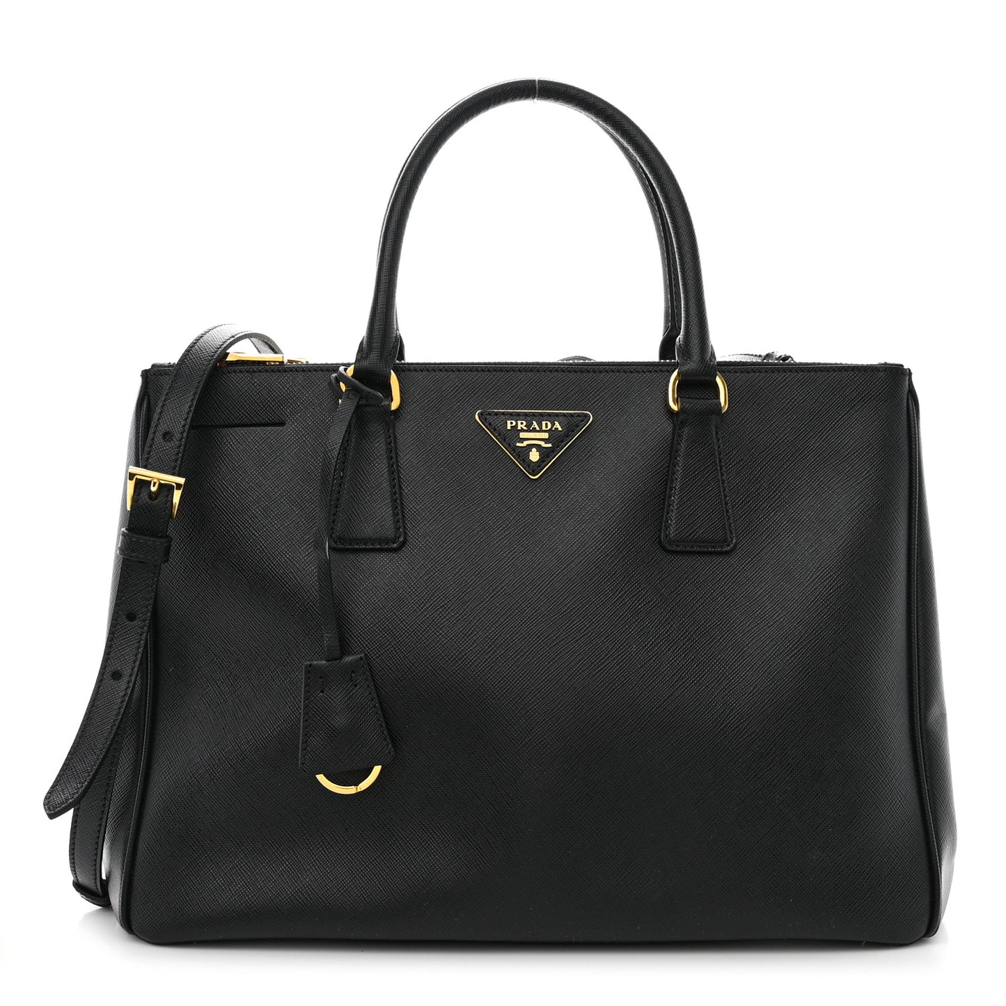 Saffiano Medium Galleria Double Zip Tote Black