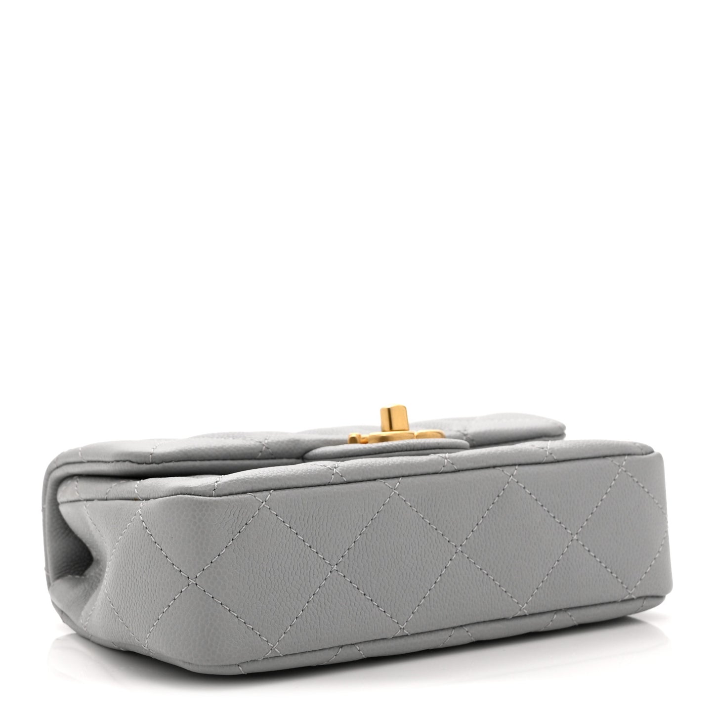 Caviar Quilted Mini Sweetheart Rectangular Flap Light Grey