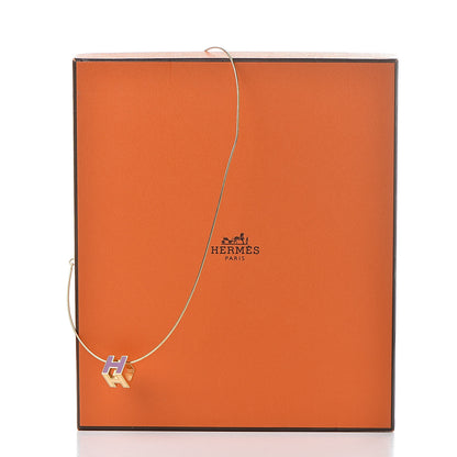 Hermes Gold Lacquered Cage d'H Pendant Necklace Ultraviolet 8 of 8