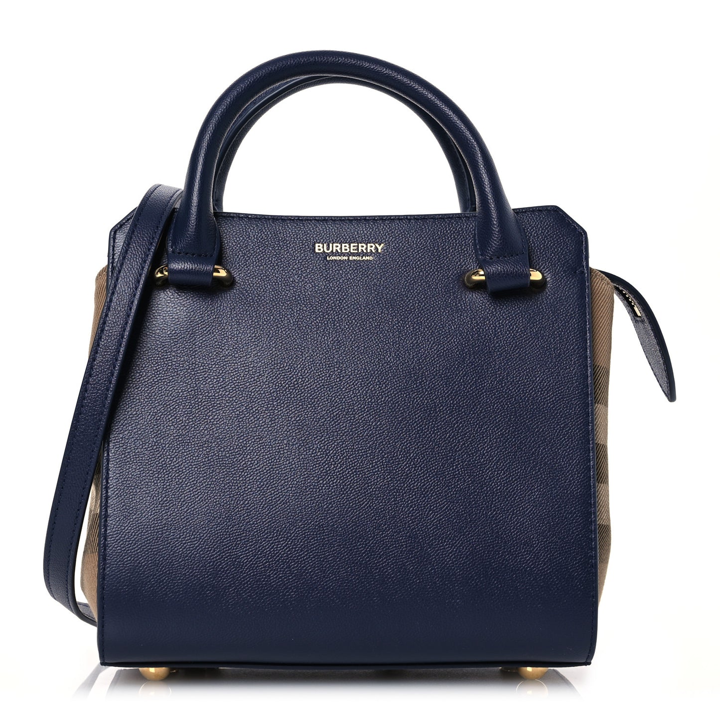 Calfskin Mega Check Mini Banwell Tote Dark Canvas Blue