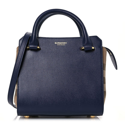 Burberry Calfskin Mega Check Mini Banwell Tote Dark Canvas Blue 1 of 13