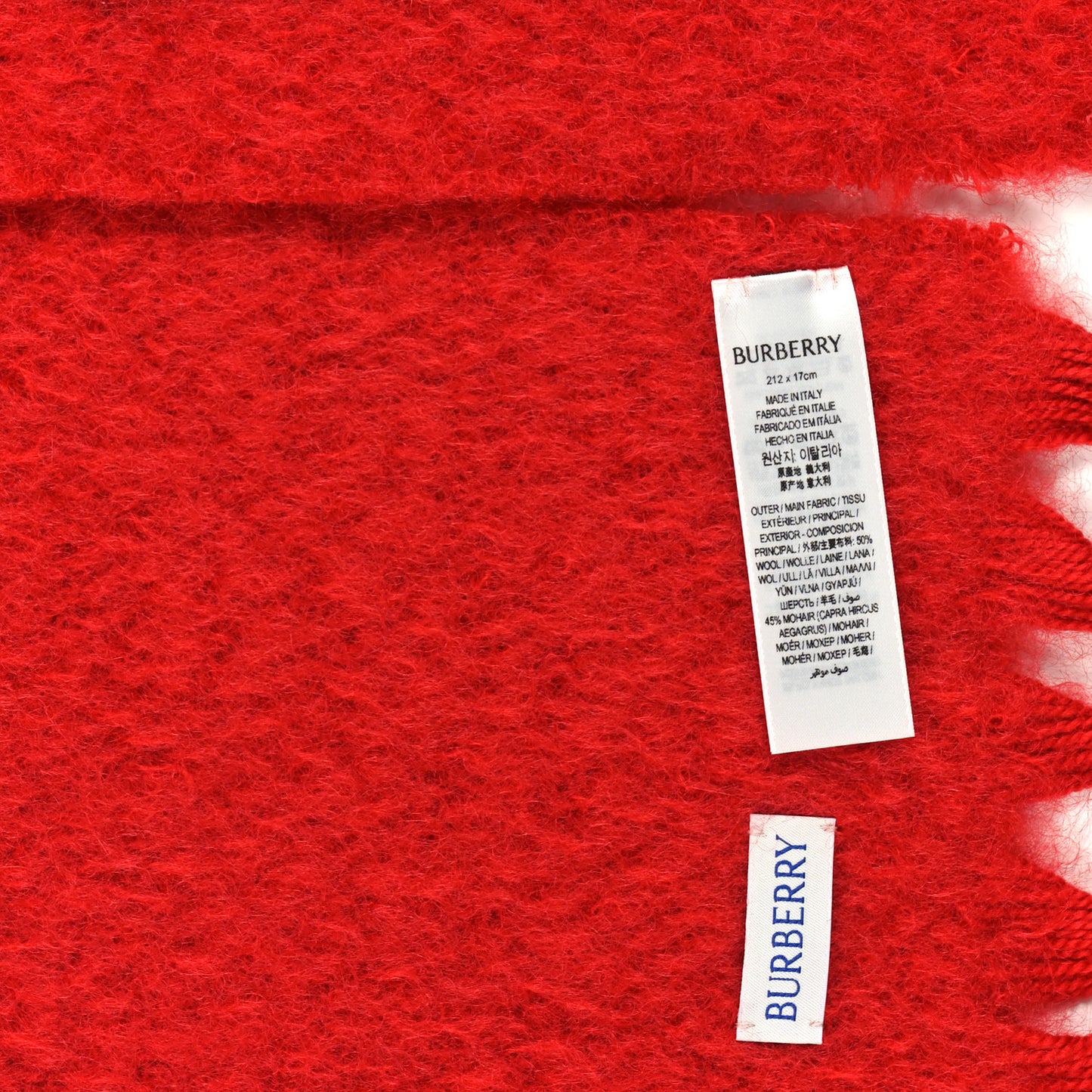 Wool Mohair Fringe Scarf Rust