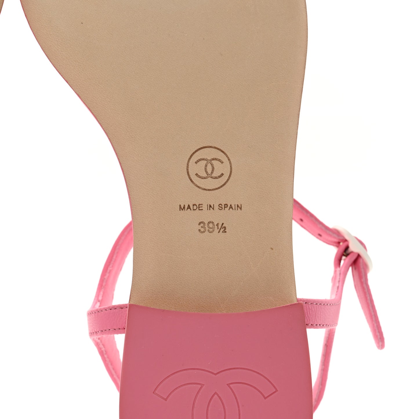 Lambskin CC Thong Sandals 39.5 Light Pink