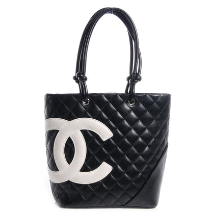Chanel Calfskin Quilted Medium Cambon Tote Black White 1 of 8
