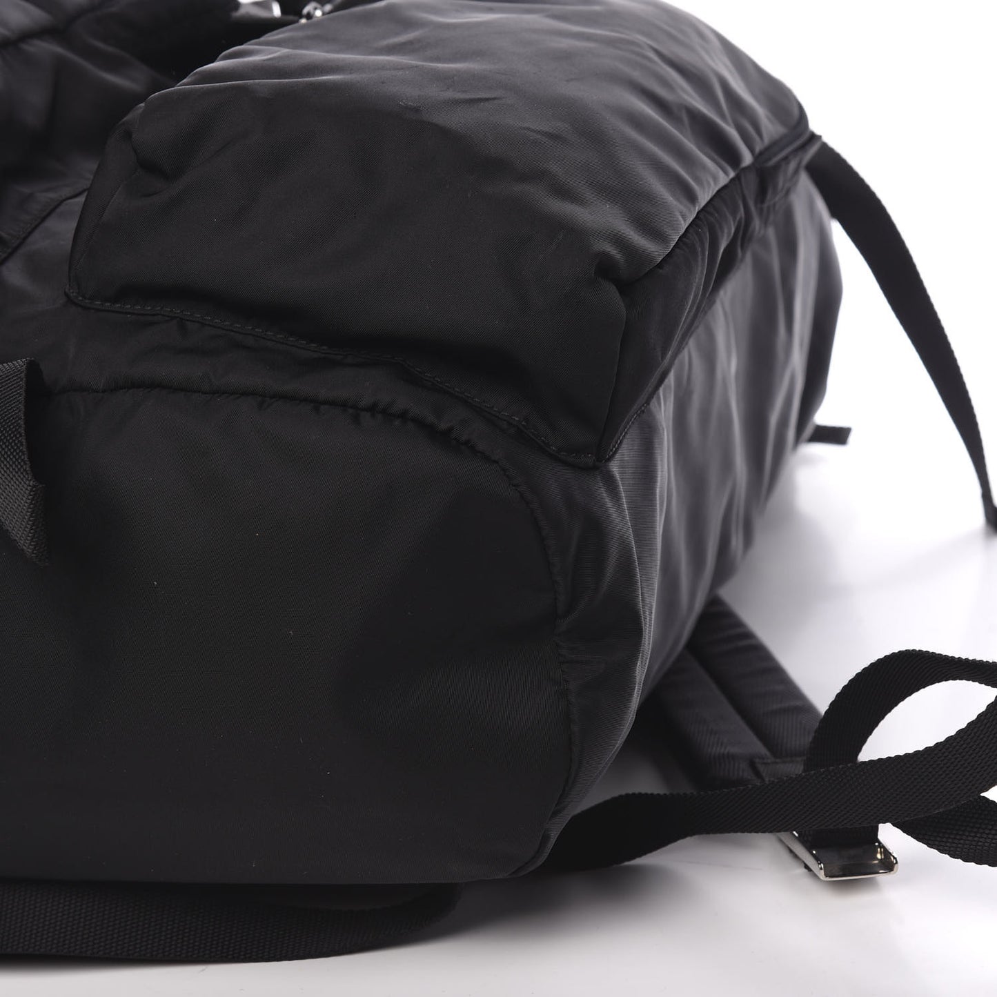 Technical Nylon Saffiano Double Buckle Backpack Black