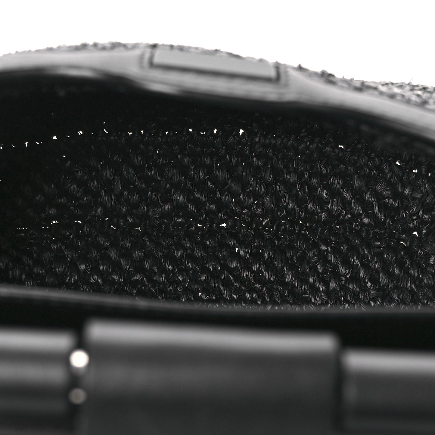 Raffia Calfskin Medium Pescador Bag Black
