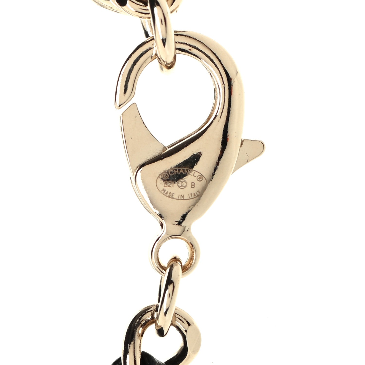 Chanel Metal Lambskin CC Chain Necklace Gold Black 4 of 4