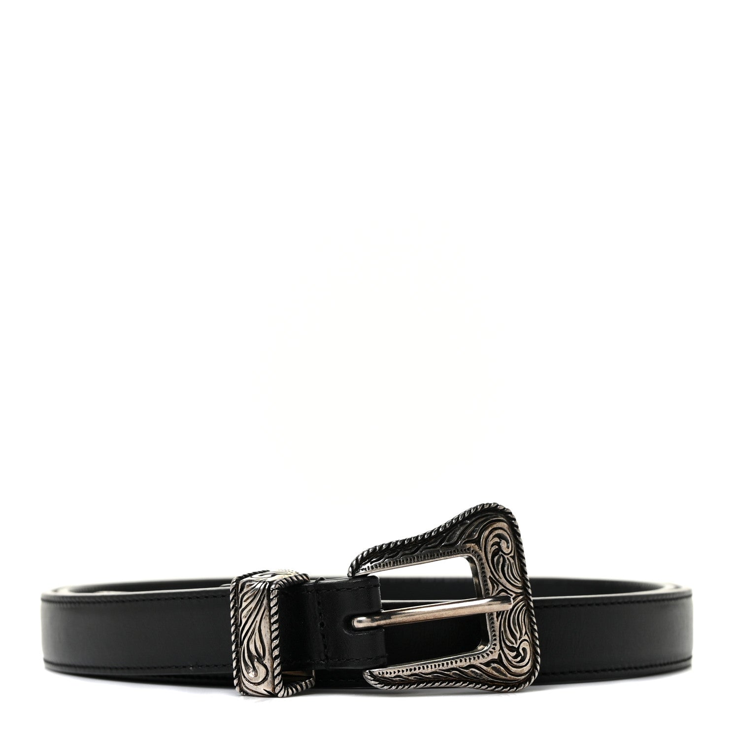 Saint Laurent Calfskin Western Belt 100 Black 1 of 5