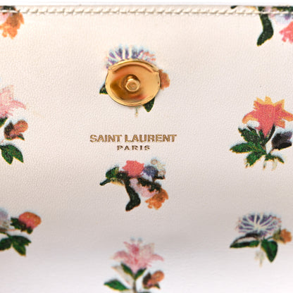 Saint Laurent Calfskin Prairie Flower Printed Small Classic Monogram Kate Satchel White 6 of 15