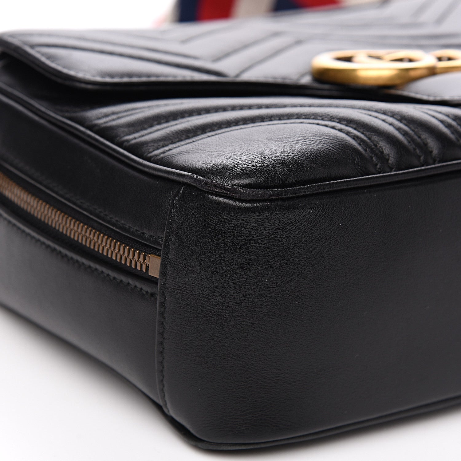 Gucci Calfskin Matelasse Sylvie Web Small GG Marmont Top Handle Shoulder Bag Black 7 of 16