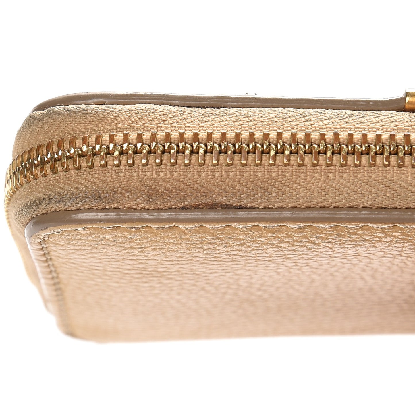Grained Calfskin Marcie Long Zip Around Wallet Beige