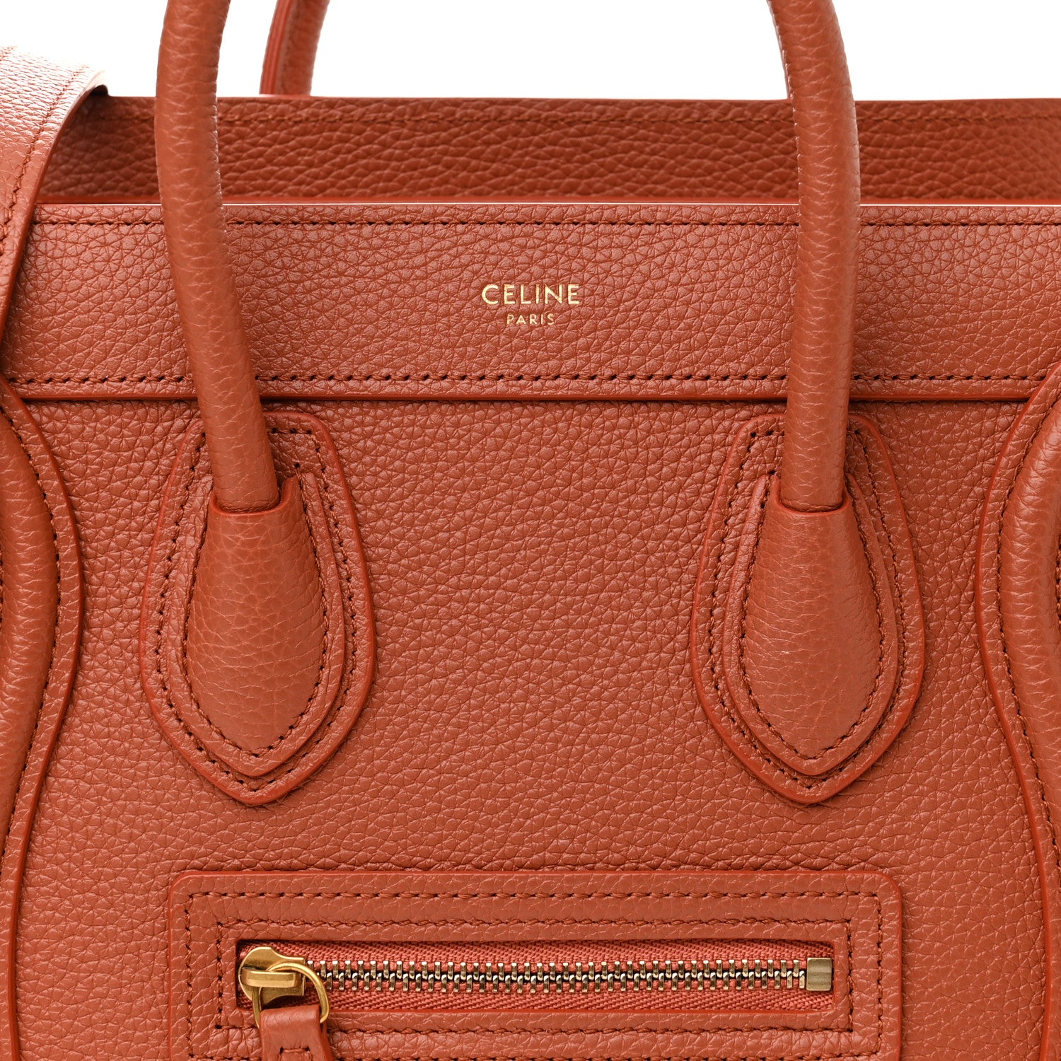 Celine Drummed Calfskin Nano Luggage Terracotta 9 of 12