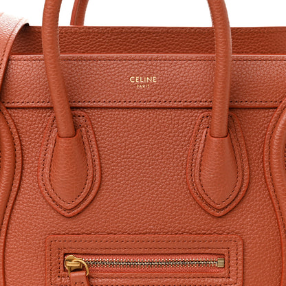 Celine Drummed Calfskin Nano Luggage Terracotta 9 of 12