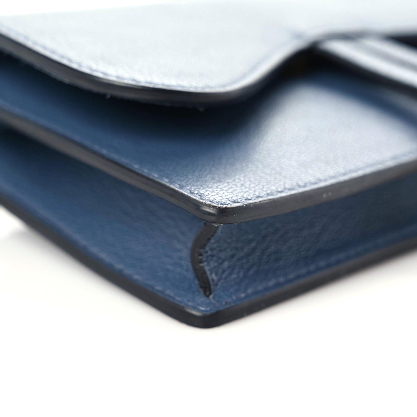 Goatskin Saddle Belt Clutch Denim Blue