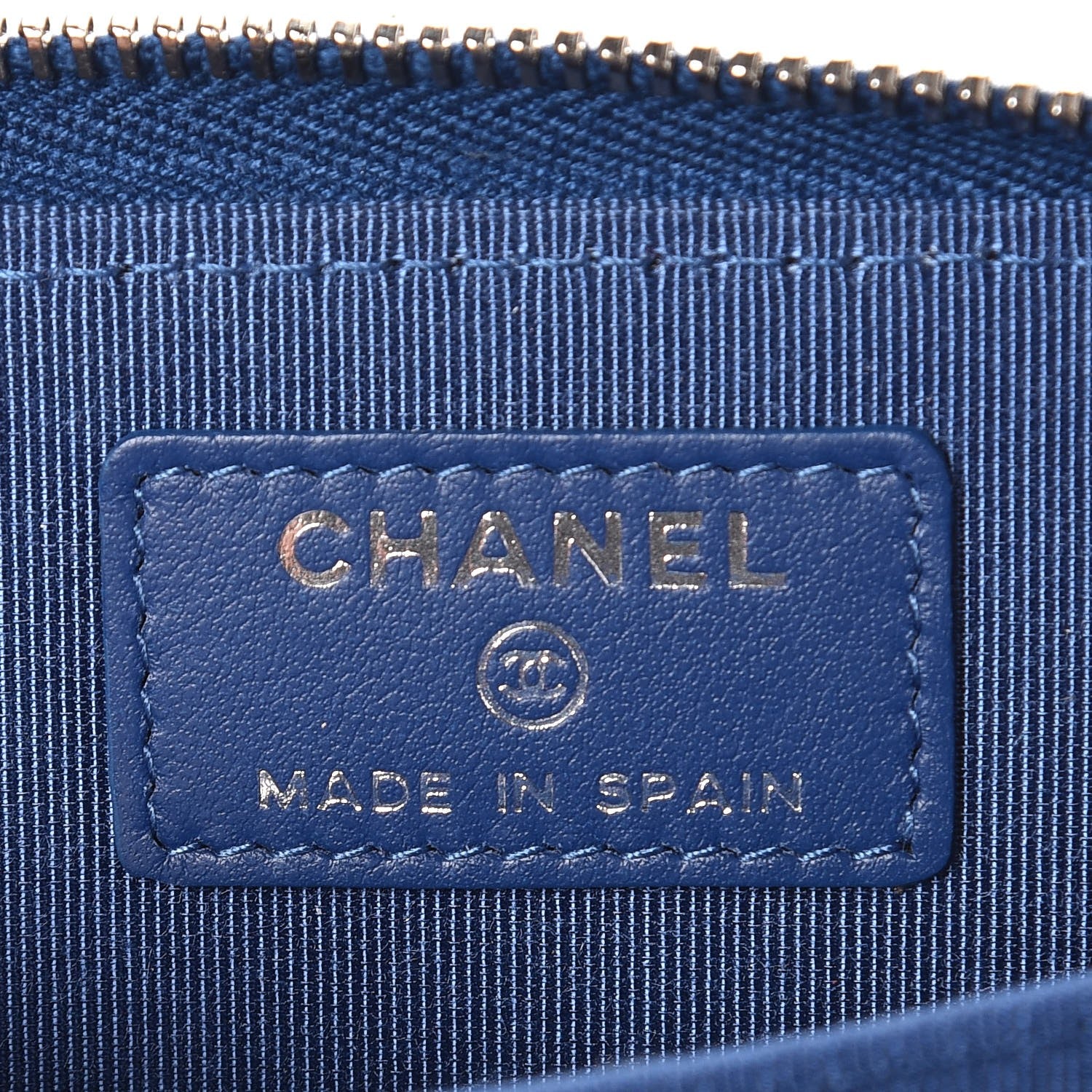 Chanel Caviar Chevron Quilted Zip Coin Purse Blue 6 of 8