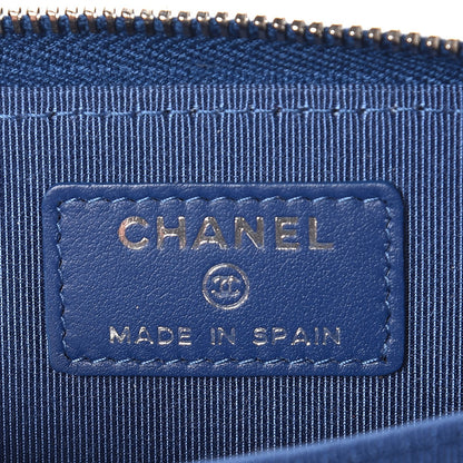Chanel Caviar Chevron Quilted Zip Coin Purse Blue 6 of 8