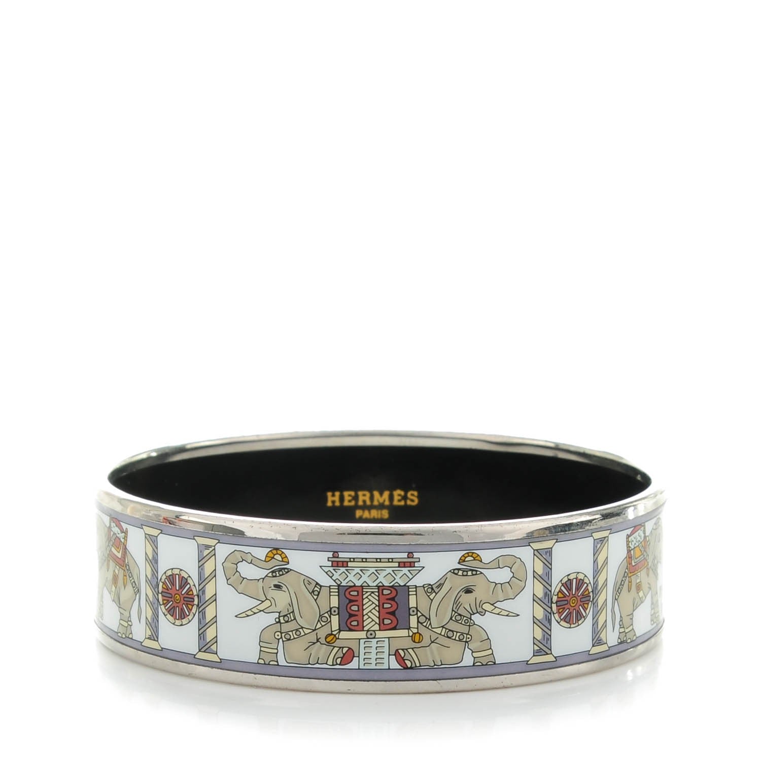 Hermes Enamel Printed Elephant Torana Wide Bracelet 70 1 of 5