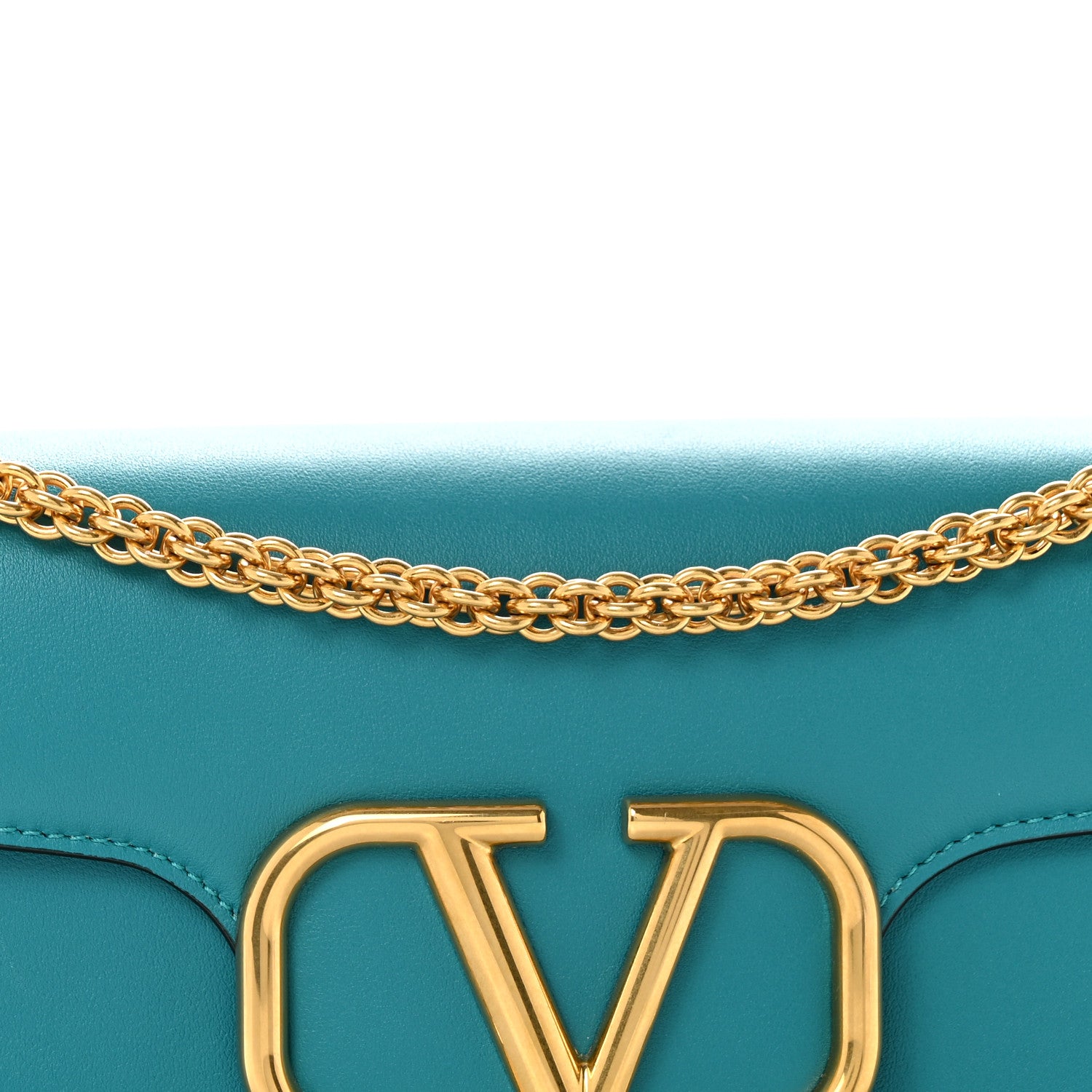 Valentino Garavani Calfskin Vlogo Loco Shoulder Bag Marine Green 8 of 12