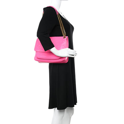 Saint Laurent Crinkled Calfskin Matelasse Monogram Medium Niki Chain Satchel Rose Glow 2 of 10