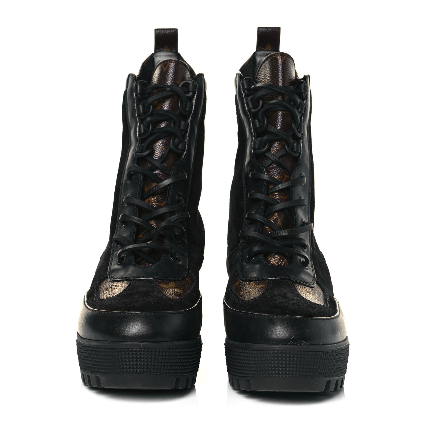 Suede Calfskin Monogram Laureate Platform Desert Boots 41 Black